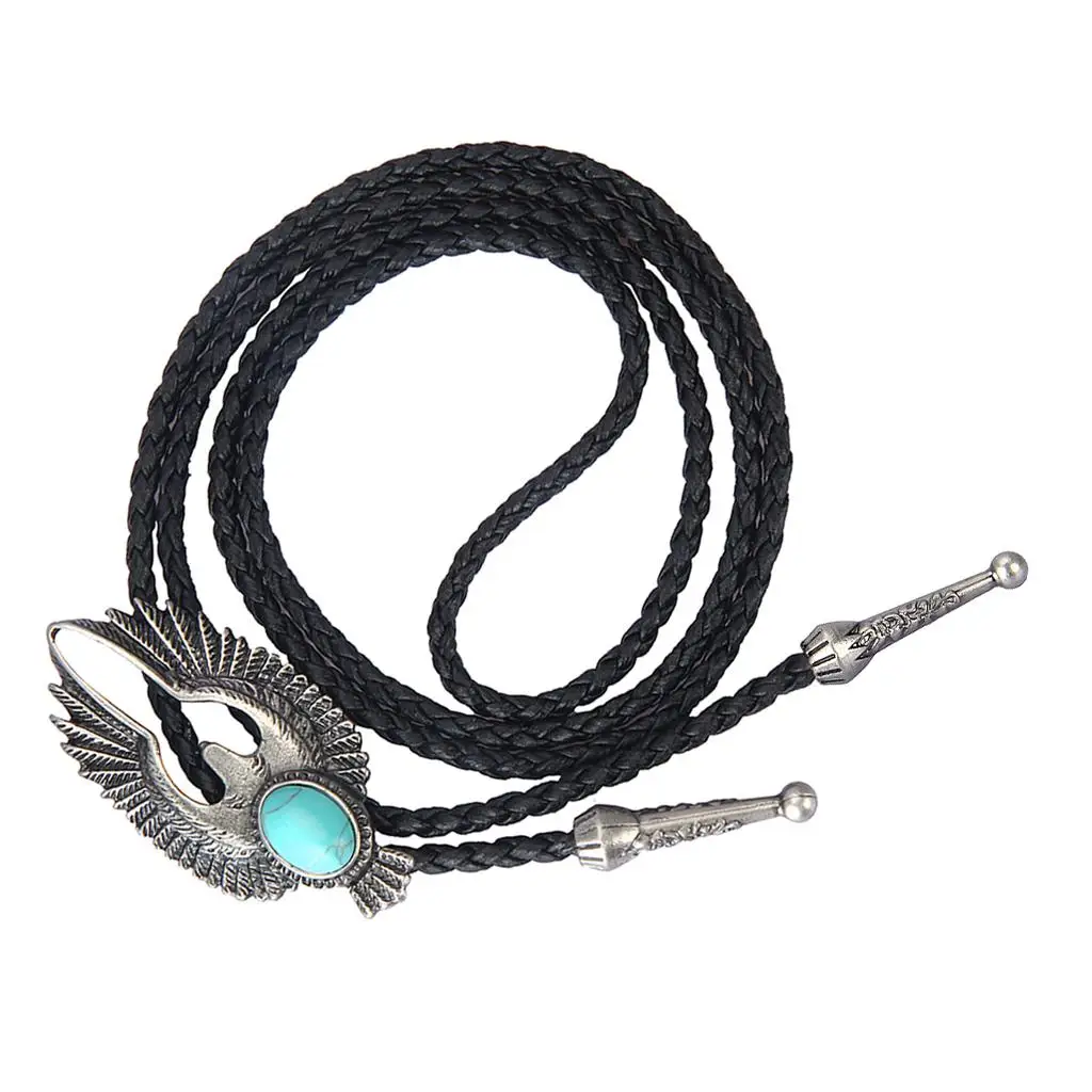 

Cowboy Necktie Rope Necklace Vintage Eagle Pendant Bolo Tie for Men Statement Jewelry High Quality PU Leather