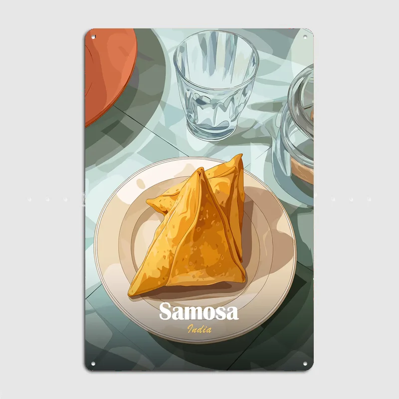 Samosa India Vintage Poster Metal Sign Custom Bedroom Room Decor Home Decor Posters Wall Decoration