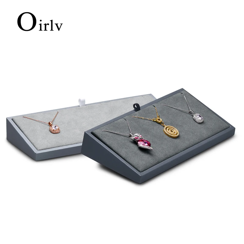 

Oirlv Luxury PU Leather Jewelry Display Holder with Microfiber Jewelry Display Shops Props Counter Exhibited Tray for Necklace