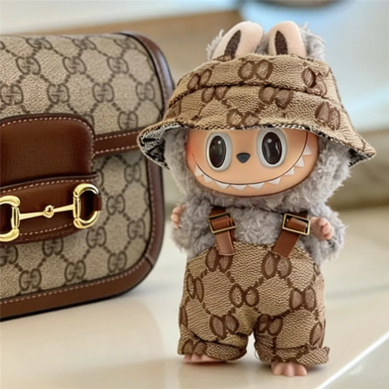 15 17 سنتيمتر ل Labubu دمية الرجعية وزرة الدنيم روبا الملابس الفاخرة Montaigne تنورة فستان الزي الملابس مجموعة أحذية اكسسوارات