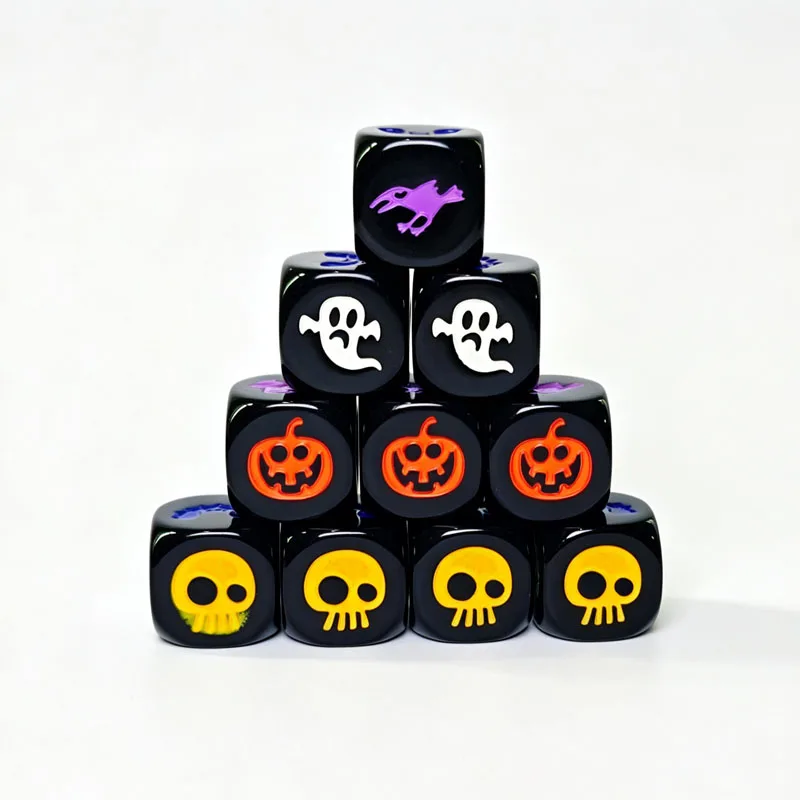 Party Dice Acrylic 16MM Halloween Theme Travel Family Gathering KTV Bar Table Board Games Accessories Best Gifts For Teenagers