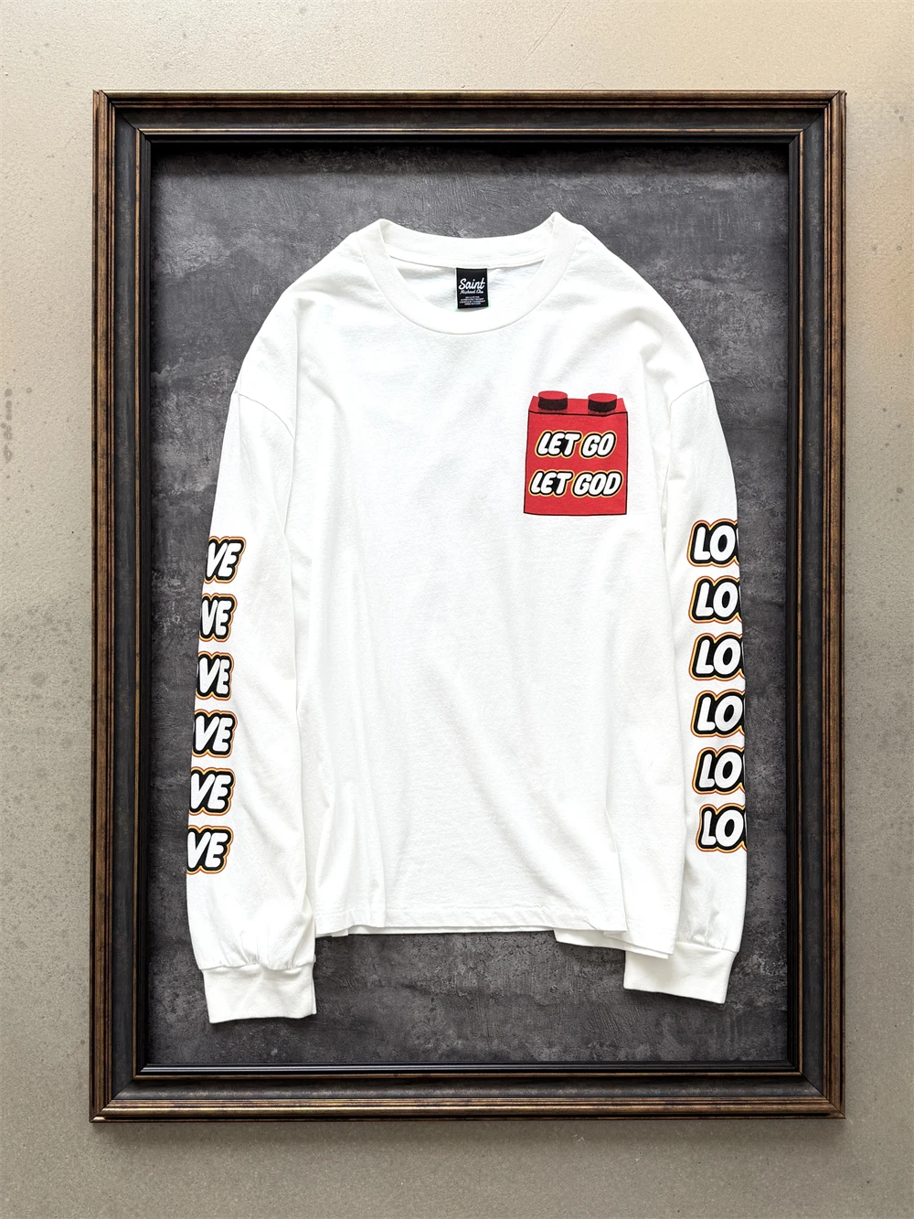 Vintage Saint LET GO LET GOD Long Sleeve T Shirt Men Women Tee Tops T-Shirts