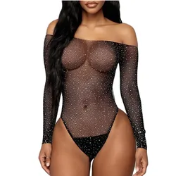 Fashion Bling Rhinestones Lace Corset 2022 Sexy Hot Female Sexy Costume Backless Transparent Sequins Tank Top Party Club Top