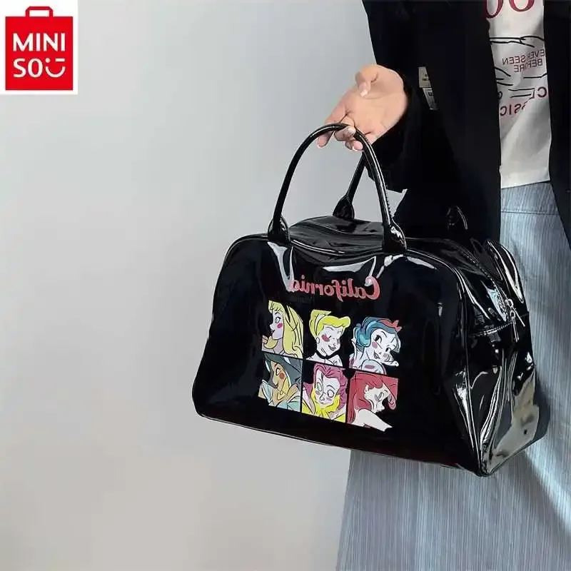 Miniso Disney Cartoon Prinzessin bedruckte Gepäck tasche für Frauen Retro hochwertige große Kapazität Fitness Aufbewahrung Reisetasche