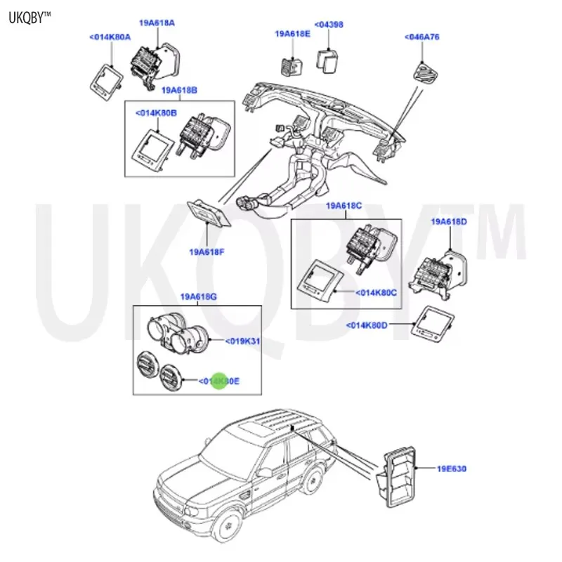 LR041180 FJW500100PVJ فتحة تهوية العادم الخلفي Sp or t Ra ng e Ro ve r/D is co ve ry 4 LR041180 LR041180 LR041180