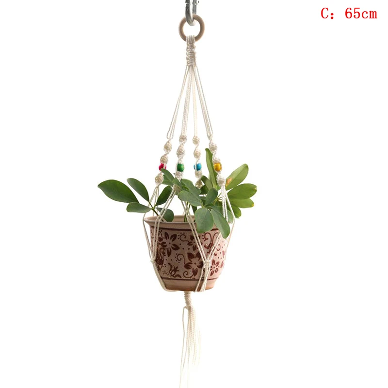 Vintage Macrame Plants Hanger Hook Flower Pot Holder 4 Legs String Hanging Rope Wall Home Garden Balcony Decoration Basket 1pc