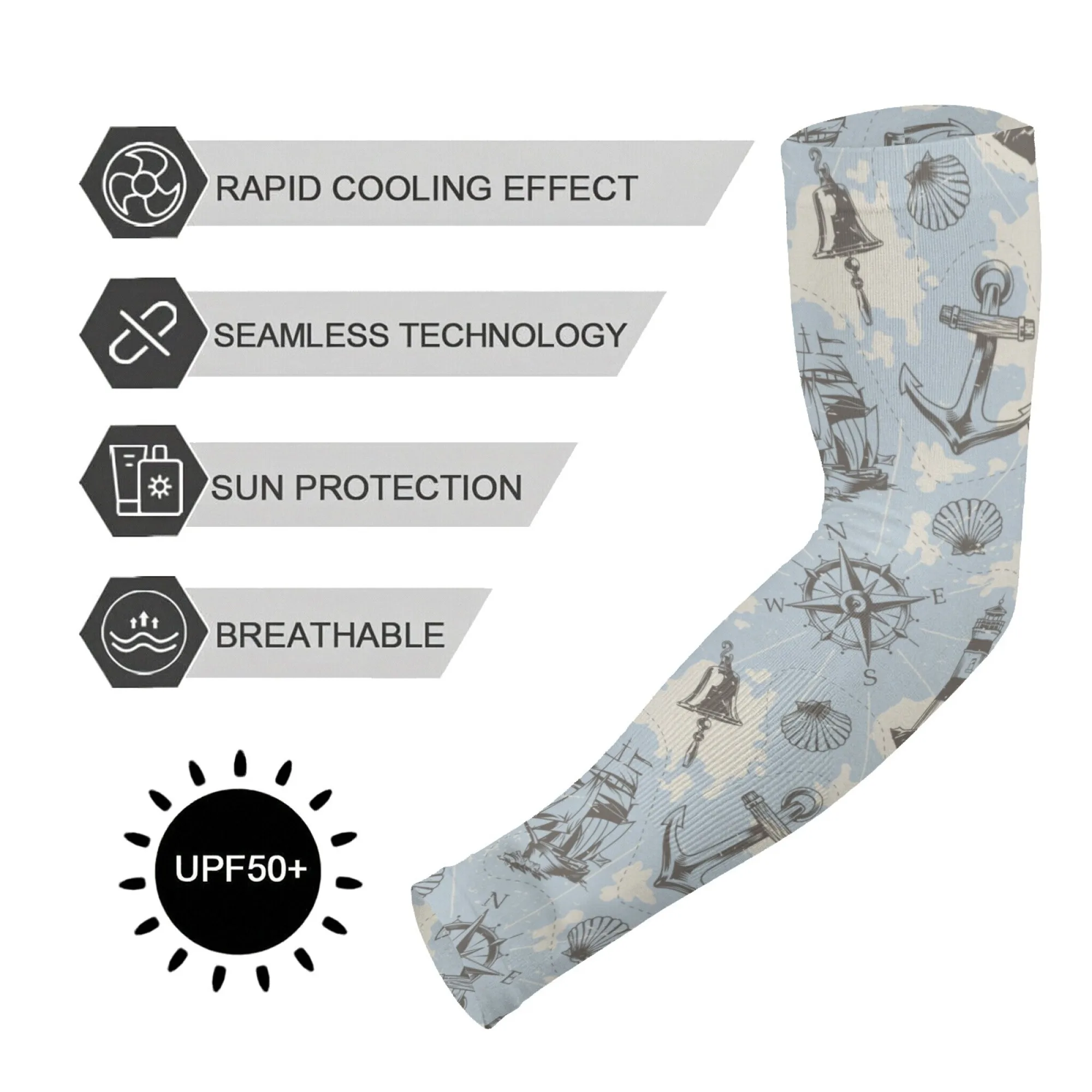 

Retro Nautical Symbol Arm Sleeves Breathable Comfortable Non-slip Sleeves Outdoor Cycling Gardening Protective Cover Unisex