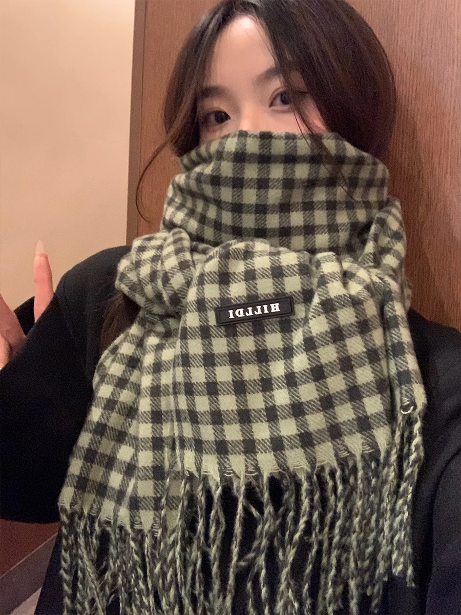 

Модный клетчатый шарф с кисточками для женщин, новая осенне-зимняя модель, высококачественное ощущение, теплый и морозостойкий для студентов