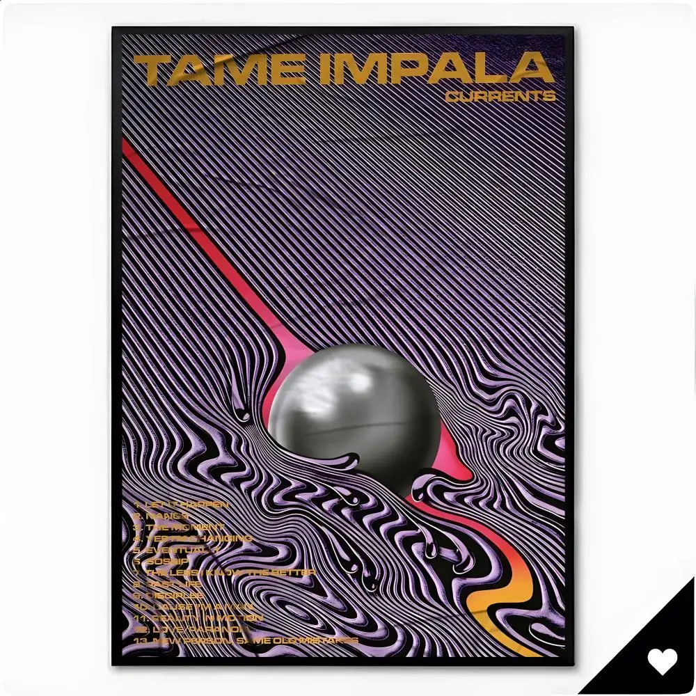 Modern Stylish Psychedelic Band T-Tame Impala Poster Framed Wall Art Painting for Living Room Interior Decor and Gift Options