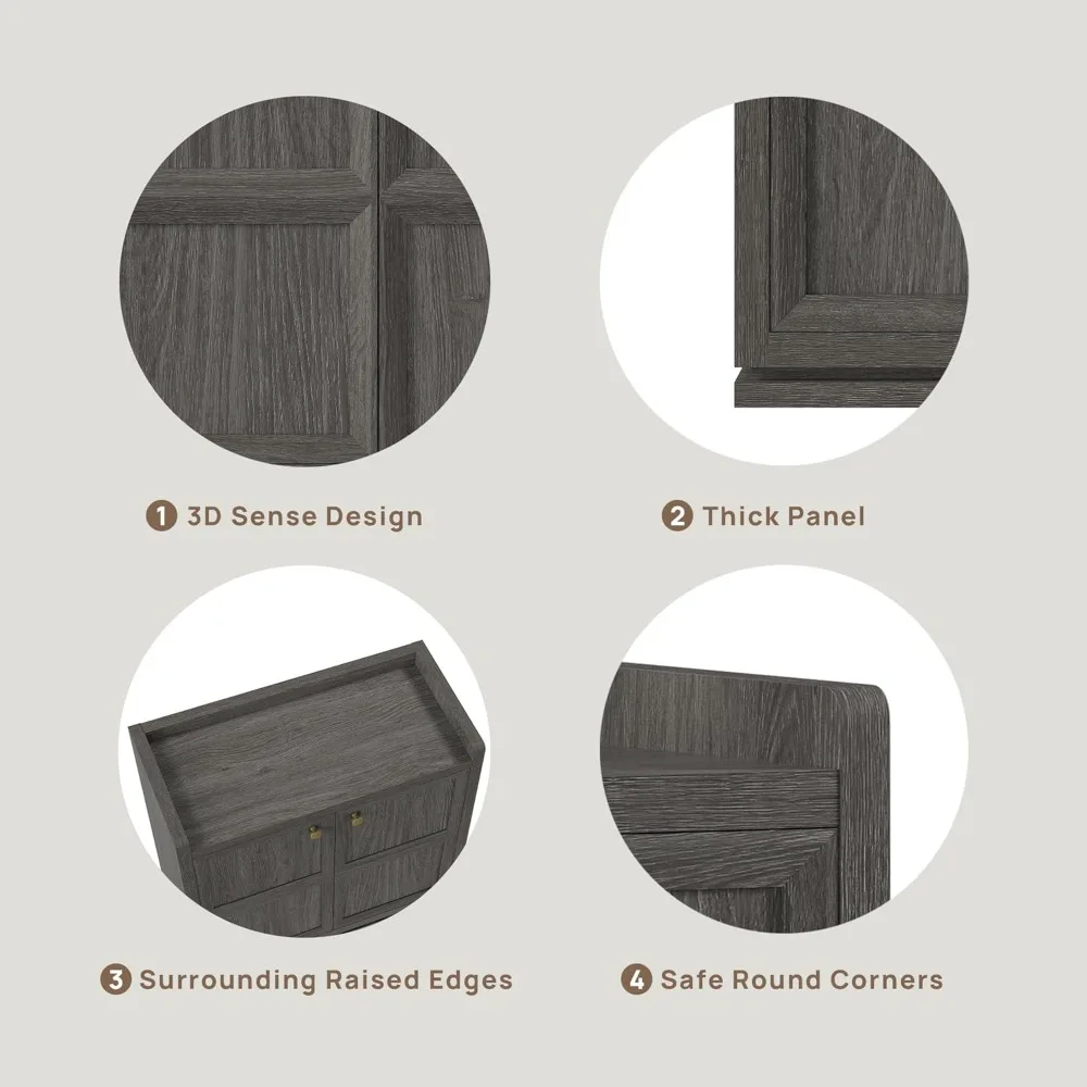 طاولة بوفيه حديثة مع مساحة تخزين وأرفف - أبواب خزانة مميزة مقاس 34 بوصة ومقابض ذهبية #4