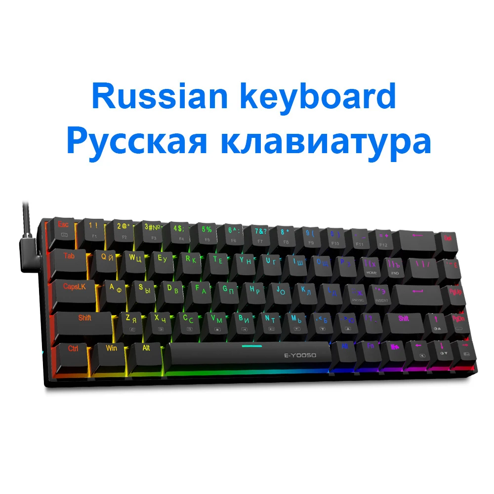 E-YOOSO Z686 RGB USB 60% Mini slim Mechanical Gaming Wired Keyboard Red Switch 68 Keys Gamer for Compute PC Laptop