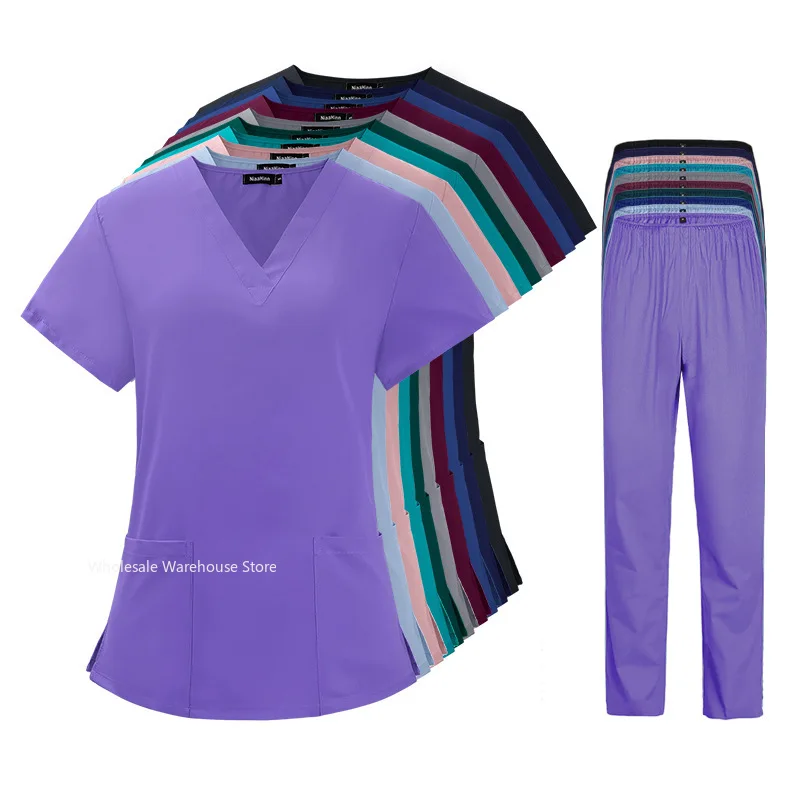 Pet Grooming Doctor Uniforms Non-sticky Hair Nurse Women Thin and Light Fabric Medical Clothes for Summer Clinical Uniform Woman