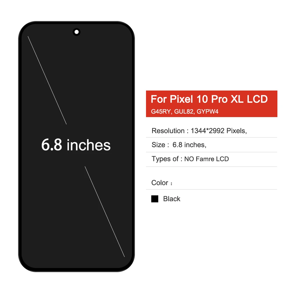 6.8'' For Google Pixel 10 Pro XL LCD Display Screen Touch Panel Digitizer Replacement Parts Pixel 10 Pro XL WithFingerprint