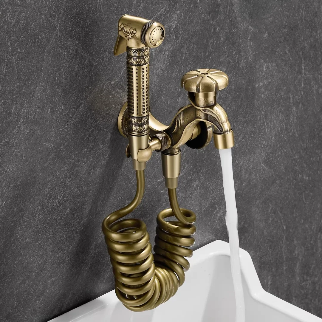 

Антикварный ручной бидетный распылитель, комплект для холодной воды, латунная душевая лейка-шаттаф, набор с антикварным медным клапаном, комплект смесителя для бидета с функцией струйного распыления