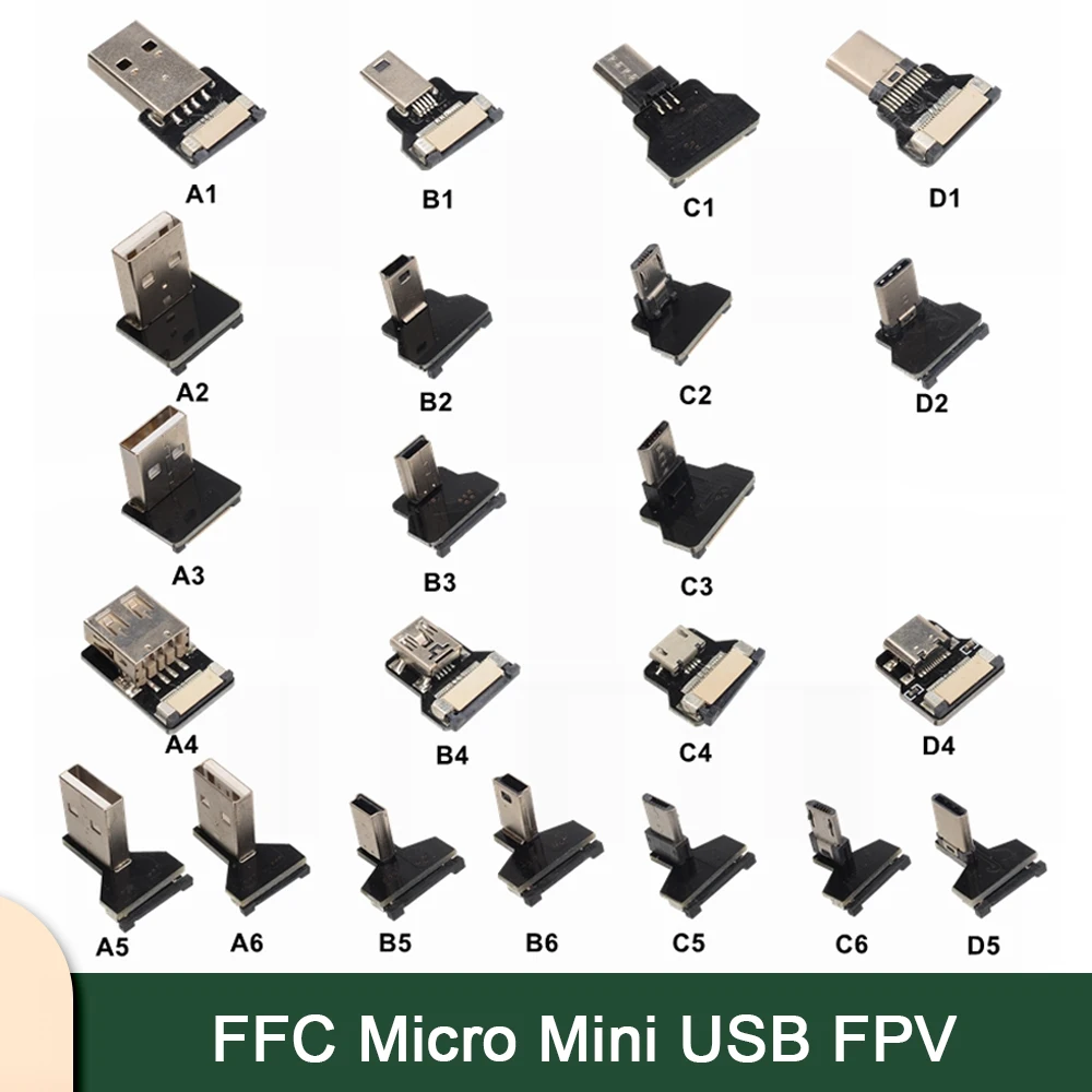 FFC Micro Mini USB FPV Cable de carga FPC flexible plano delgado para monitor cardán de mano sin escobillas