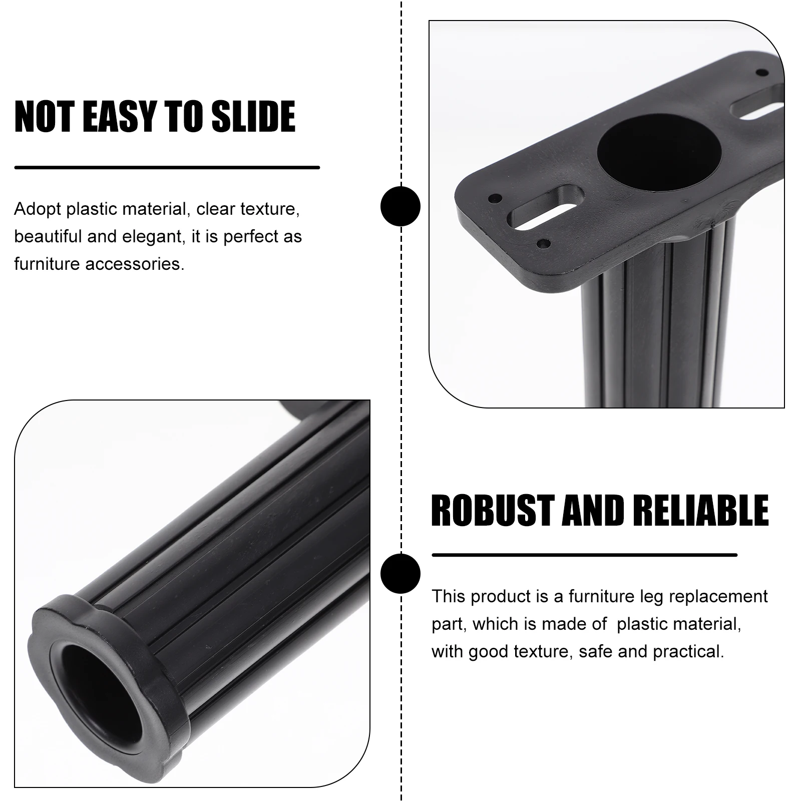 

Adjustable Support Feet Furniture Legs Replacement Black Plastic Chair Table Height Extenders Multifunctional Leg Levelers For