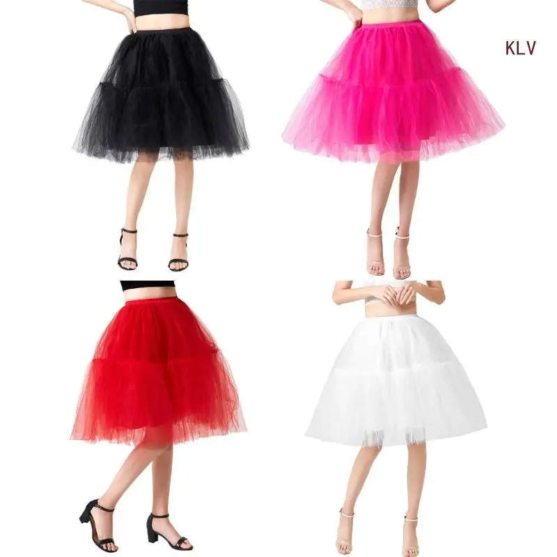 

Women's Dance Tulle Skirts Elastic High Waist Pleated Mesh Midi Skirt Solid Color Skirt Layered Tulle Skirt Gifts