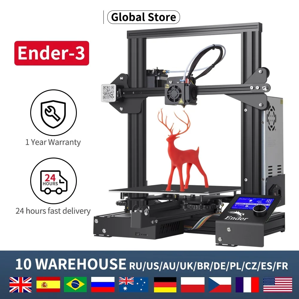 Go! 3D Ender-3/Ender-3X Printer 32 Bits Mainboard Full Metal Resume Print With Print Size 220*220*250MM