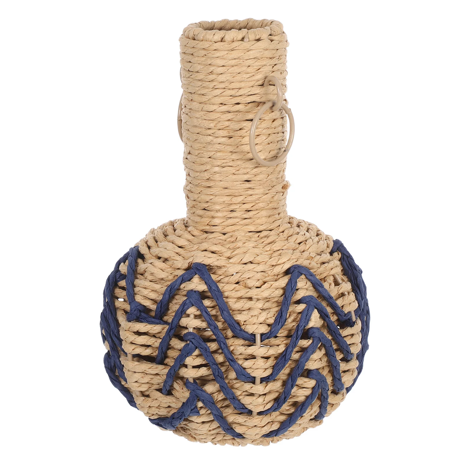 

Boho Handwoven Paper Rope Vase Rustic Farmhouse Flower Holder Lightweight Decorative Plant Basket for Living Room