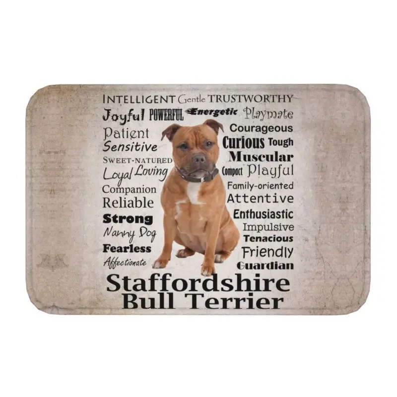 Cute Staffordshire Bull Terrier Dog Front Floor Door  Mats Outdoor Animal Pet Puppy Kitchen Bathroom Doormat Bedroom Carpet Rug