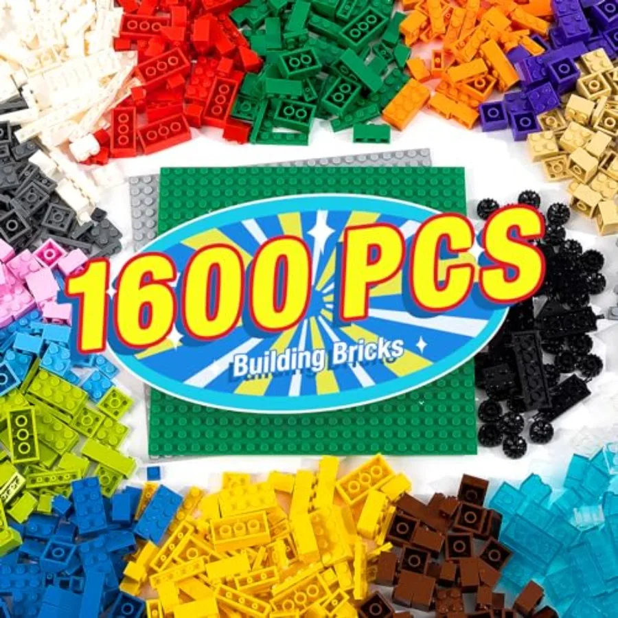 

Pieces Building Bricks, Building Bulk Block with 2 Packs 24x24 Studs Sticky Plate and 46PCS Wheel Accessory - Compatible with A