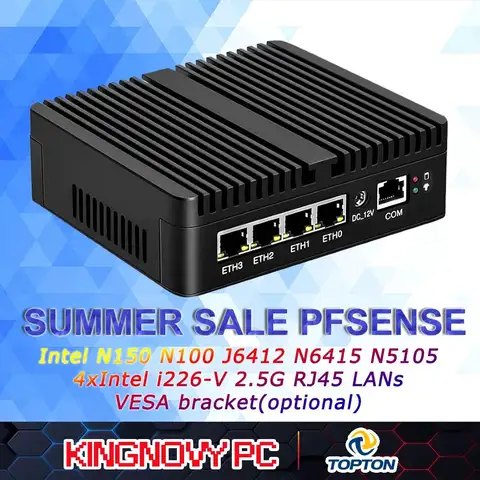2025 여름 세일 인텔 N150 N100 J6412 N6415 N5105 N6210 방화벽 컴퓨터 소프트 라우터 4x2.5G i226 LAN 팬리스 미니 PC pfSense