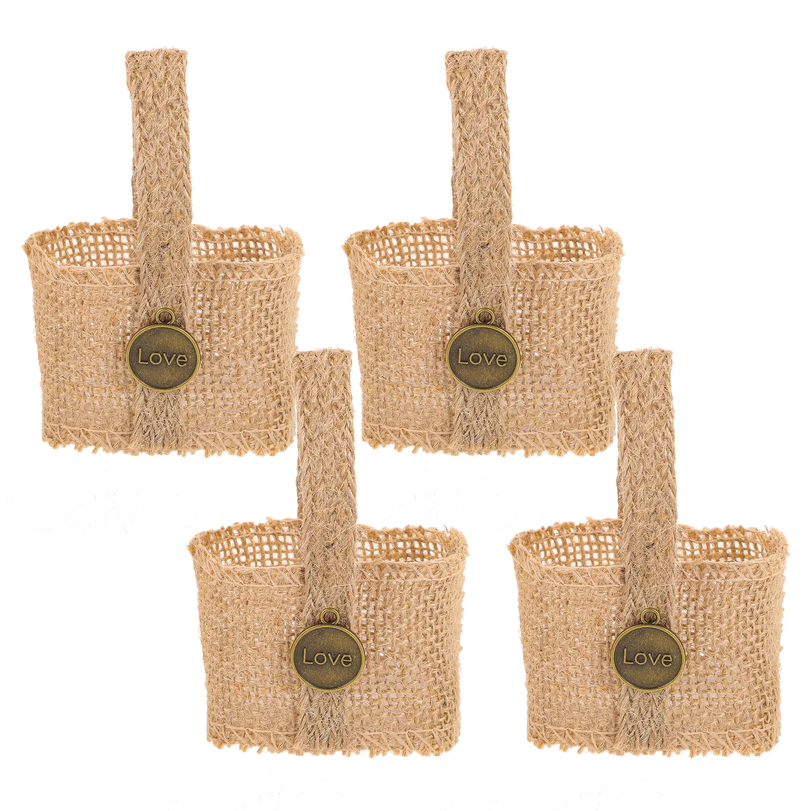 

4 Pcs Rustic Vintage Wedding Party Decoration Candy Bag for Basket Shopping Mini