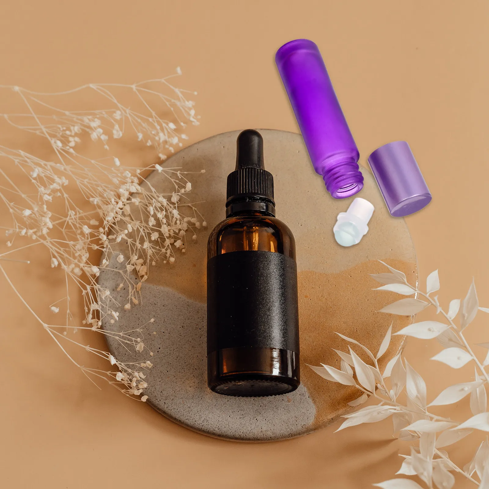 10 Pcs Scent Empty Roller Bottles Roll-on Perfume Sub-packing Small Glass Purple Subpackage Essential Oil