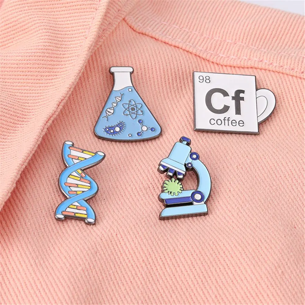Science Teacher Gift Beaker Microscope Brooches Badges Enamel Pin Science