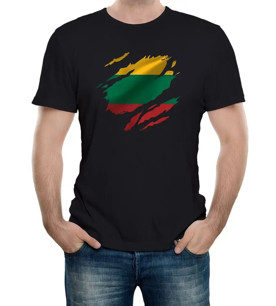 Torn Lithuania Men's Flag T-Shirt Lithuanian Vilnius Country National Sport Anime For Men Clothing Women Short Sleeve Tees