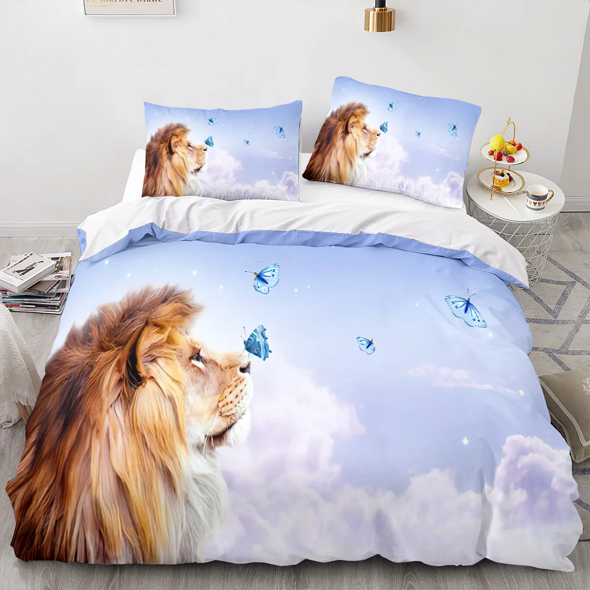 Tier Löwe Bettwäsche Set coole Tier Bettwäsche Wohnkultur Single Double Twin Size für Jungen Mädchen Kinder Erwachsene Löwe Bett bezug Set – Detail 18