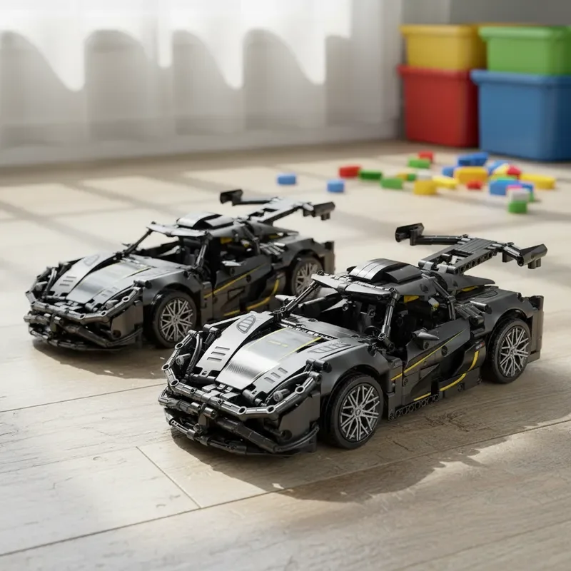 Technical Black Race Car Building Blocks Creative Assembly Bricks Educational DIY tabletop decoration Birthday Christmas Gifts