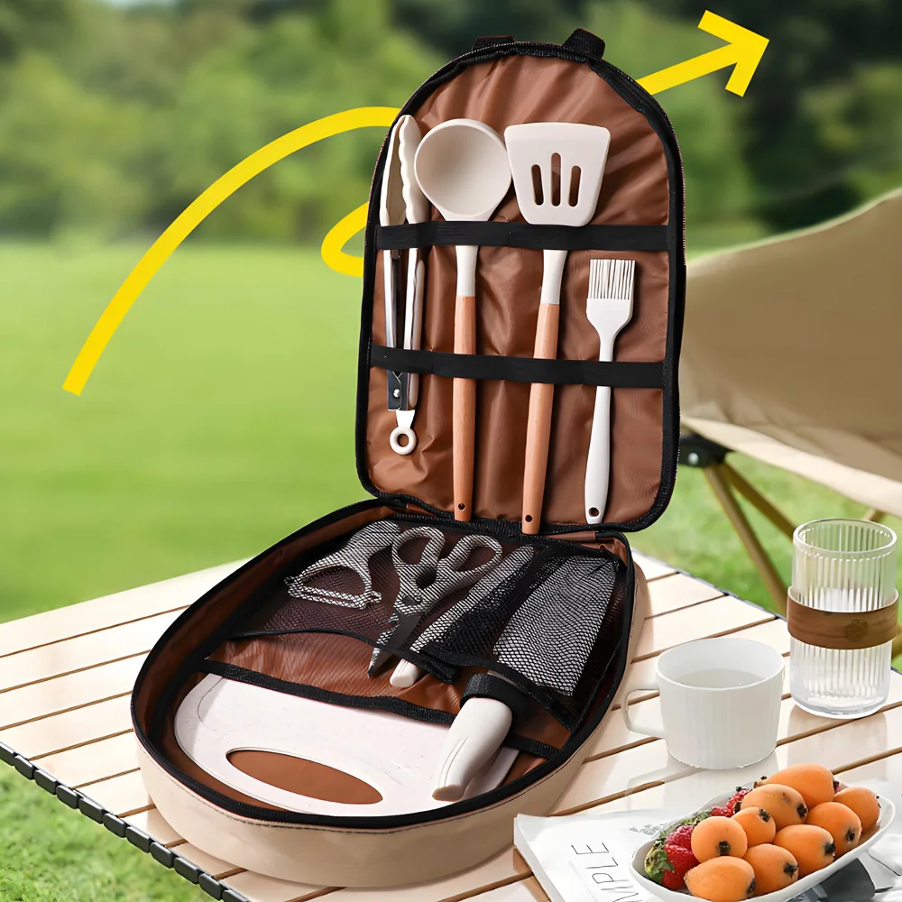 Quality Camping Cooking Set - 10 Parça Taşınabilir Kamp Yemek Pişirme
