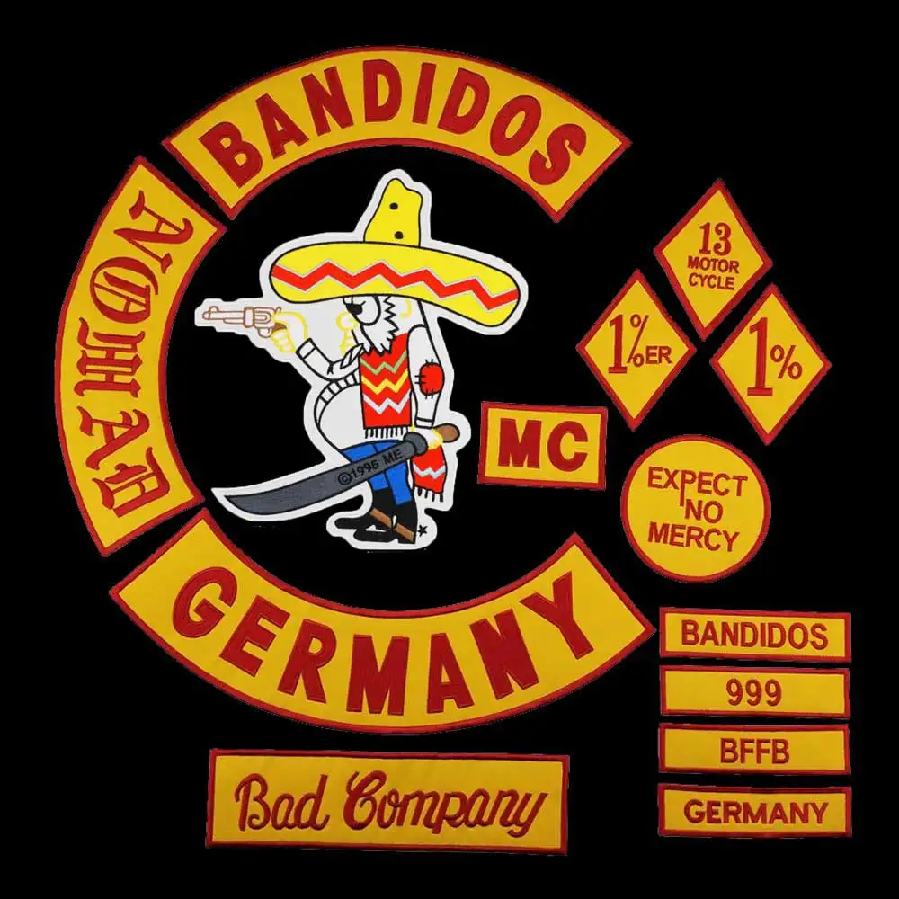 

Bandidos MC Embroidered Patch Iron On Jacket Leather Vest Rider Punk Full Large Size Patch