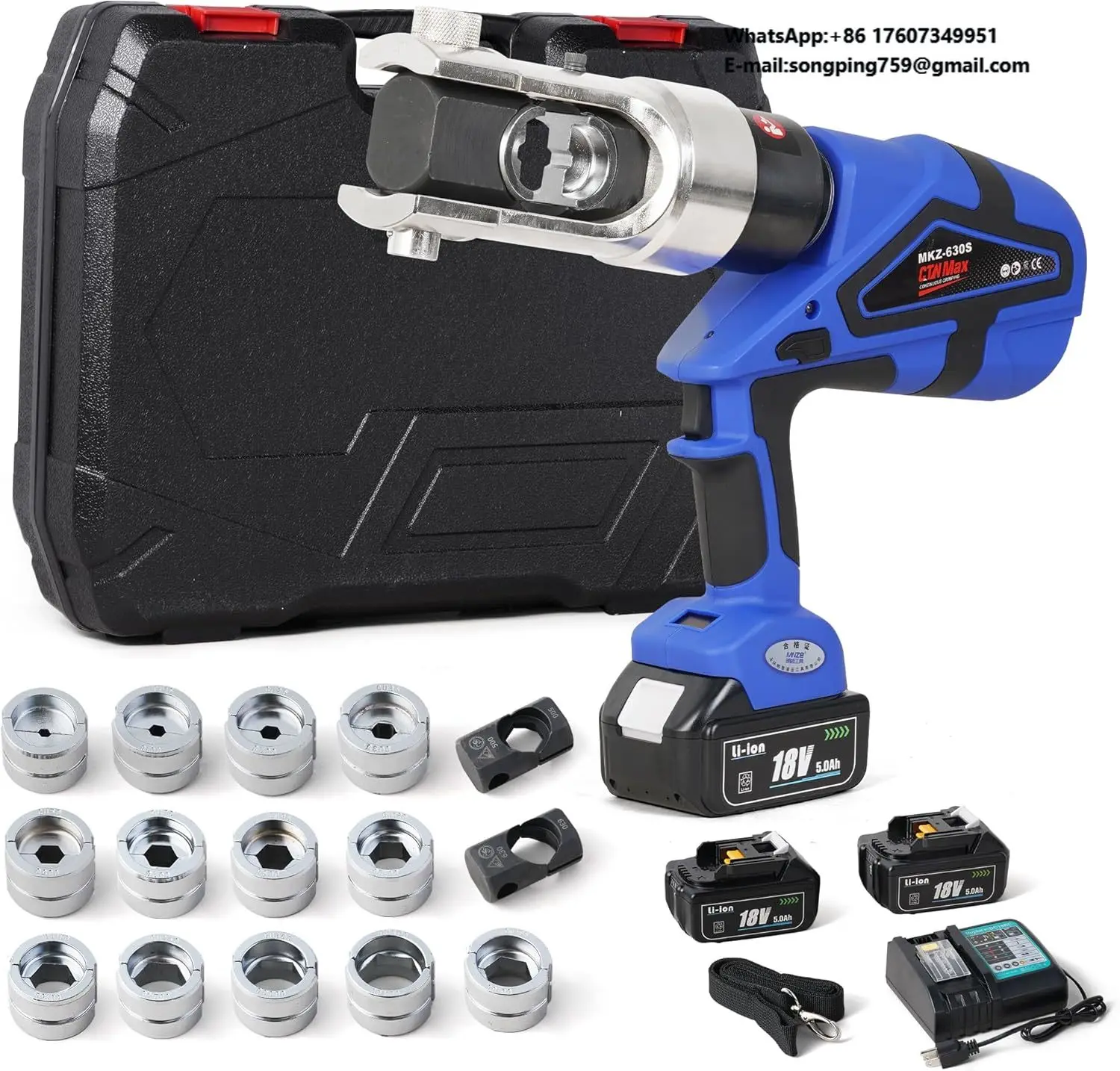 

Electric Hydraulic Industrial Battery-Powered Cable Lug Crimper Pliers 18V 250kN Force Crimping Tool Kit for Electrical