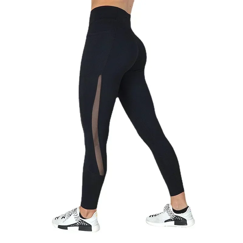 Black Sexy Women Yoga Sport Leggings Phone Pocket Fitness Running Pants Stretchy Sportswear Gym Leggings Slim Yoga Pant