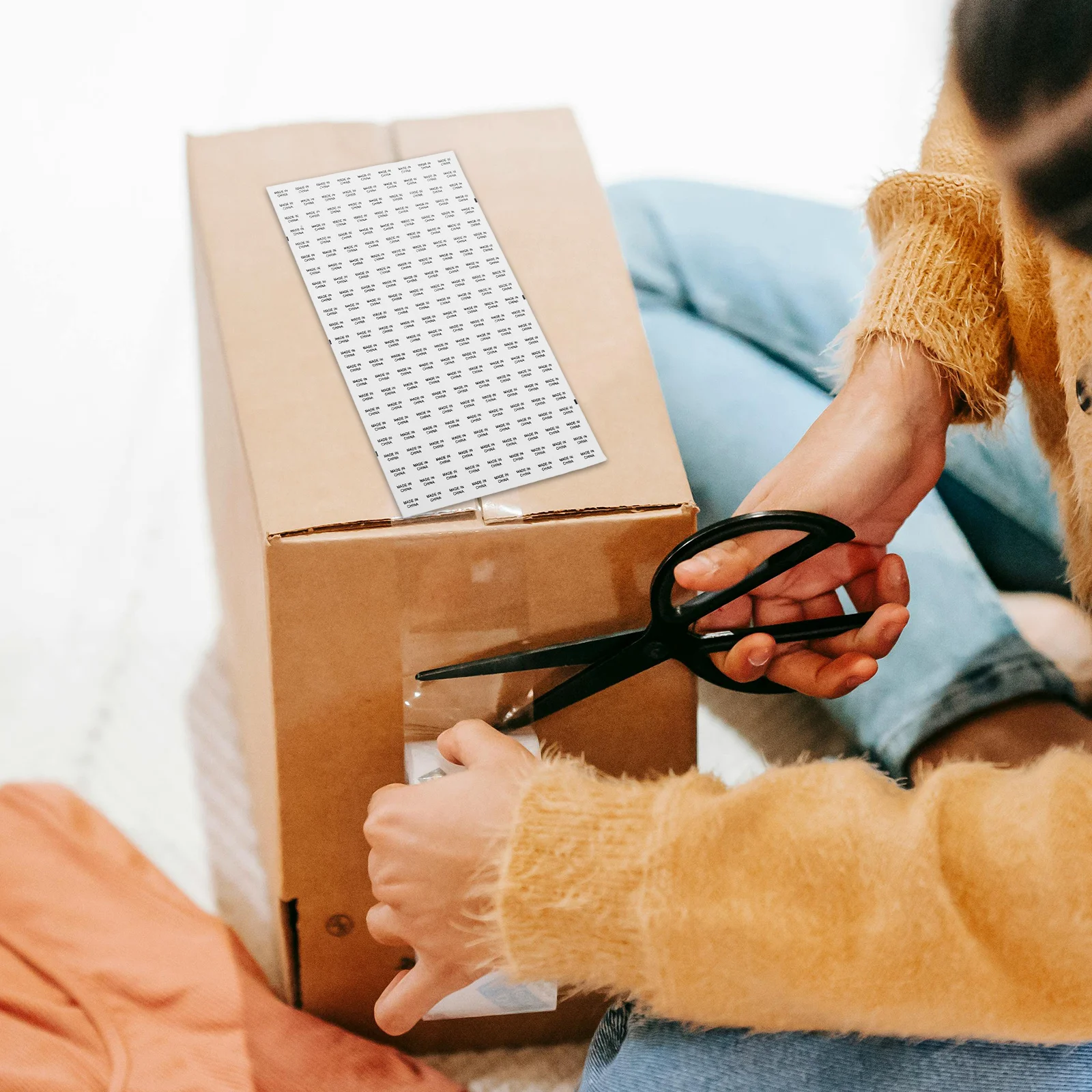 

14440 pcs White Background Black Text Stickers Waterproof Self Adhesive Labels For Made In China Packaging Marking Country Of