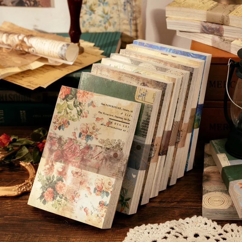 100 Sheets Vintage INS Floral pattern material paper writable Decorative Diary Scrapbooking Background paper view 3