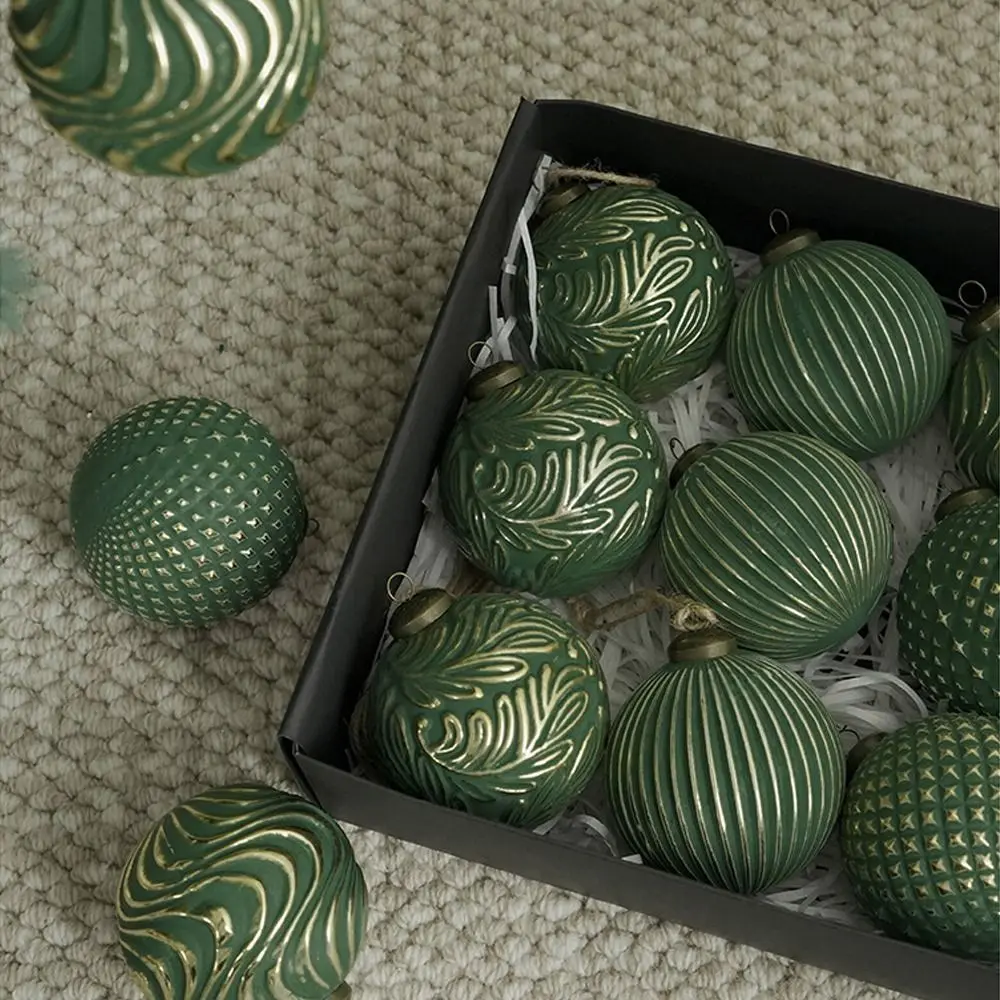 

12pcs 8cm Christmas Tree Ball Pendant Shatterproof Reusable Christmas Hanging Balls Retro Elegant Xmas Tree Ornaments