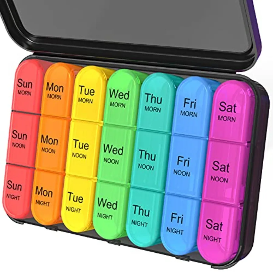 

Daky Pill Organizer 3 Times a Day, Daily Pill 7 Day, Weekly s Medicine to old tamins and Medicat