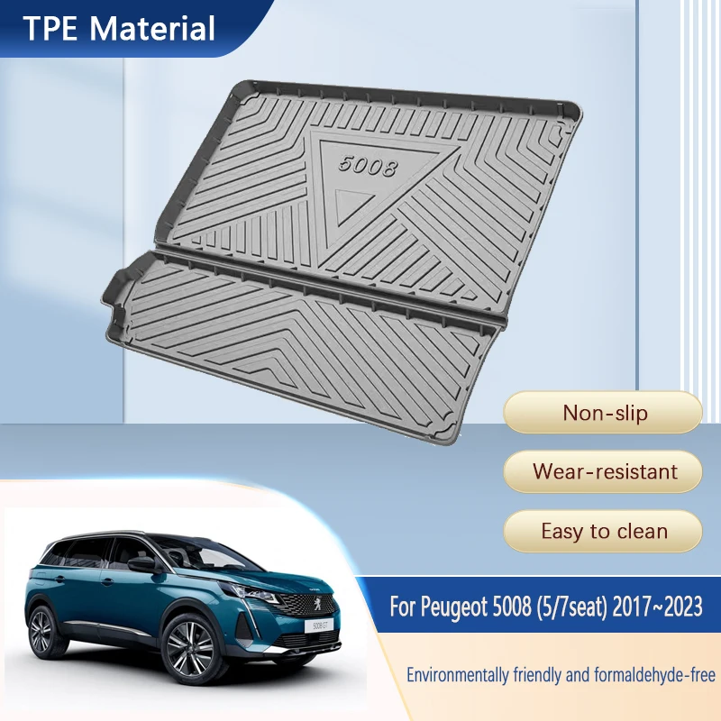 Tapis de coffre arrière de Voiture imperméable, intérieur de Voiture, pour Peugeot 5008 P87 2017 ~ 2023 5 sièges 7 sièges, 2022r