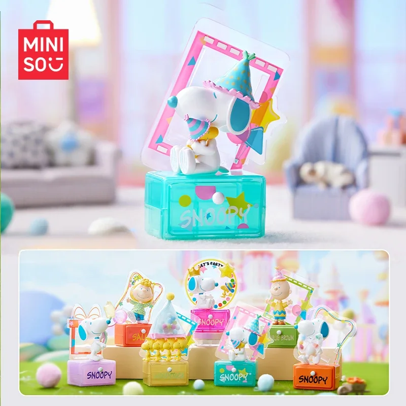 

MINISO Snoopy Party Theme слепая коробка модель подарок на день рождения детские игрушки украшение для рабочего стола анимационные периферийные устройства новые товары