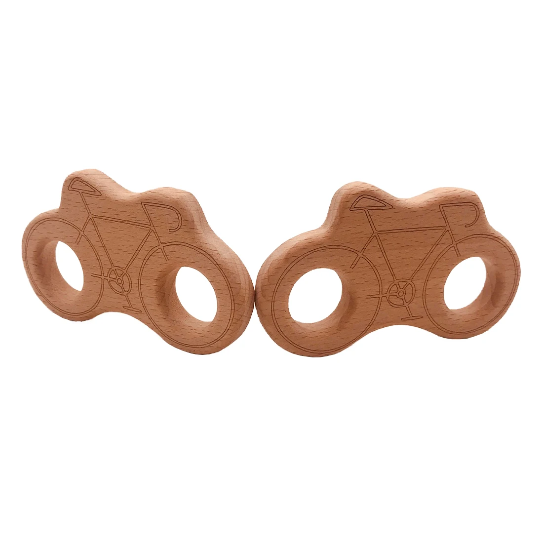 ABCPICK 10pc Baby Wooden Teether Bicycle Animal Beech Pacifier Pendant BPA Free Wood Blank Rodent Teether Toy Nursing Gift