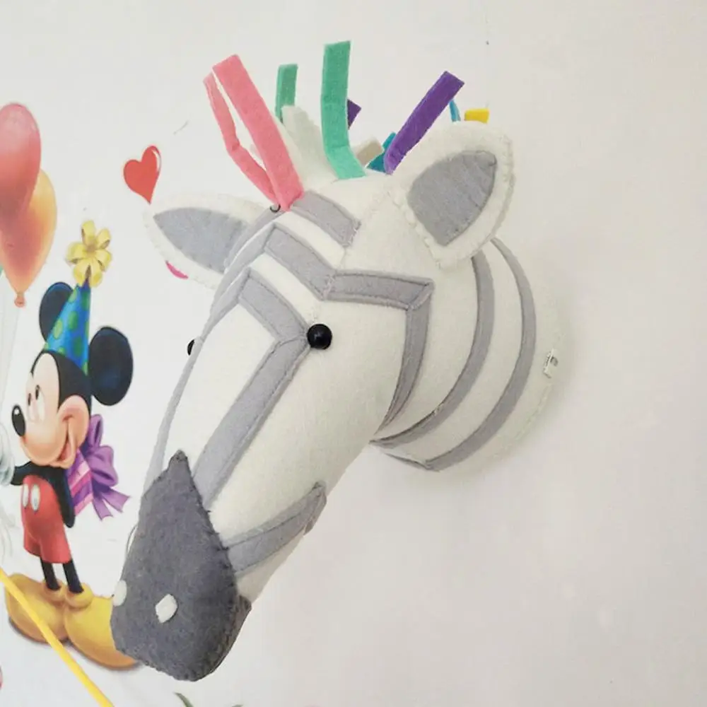 Décoration murale tête d'animal 3D faite à la main, jouet en peluche éléphant, beurre pour fille, bébé, décor de chambre d'enfant, montage mural