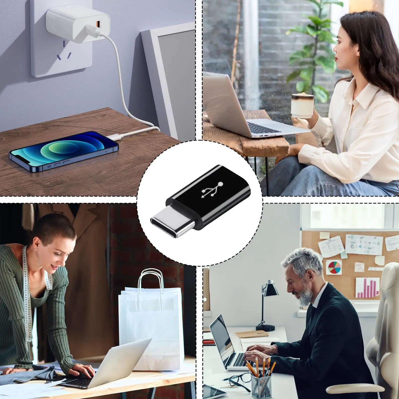 OTG 마이크로-타입C USB C 컨버터 휴대폰 타입 C 커넥터 고속 데이터 전송 어댑터 헤드 (컴팩트 구조)