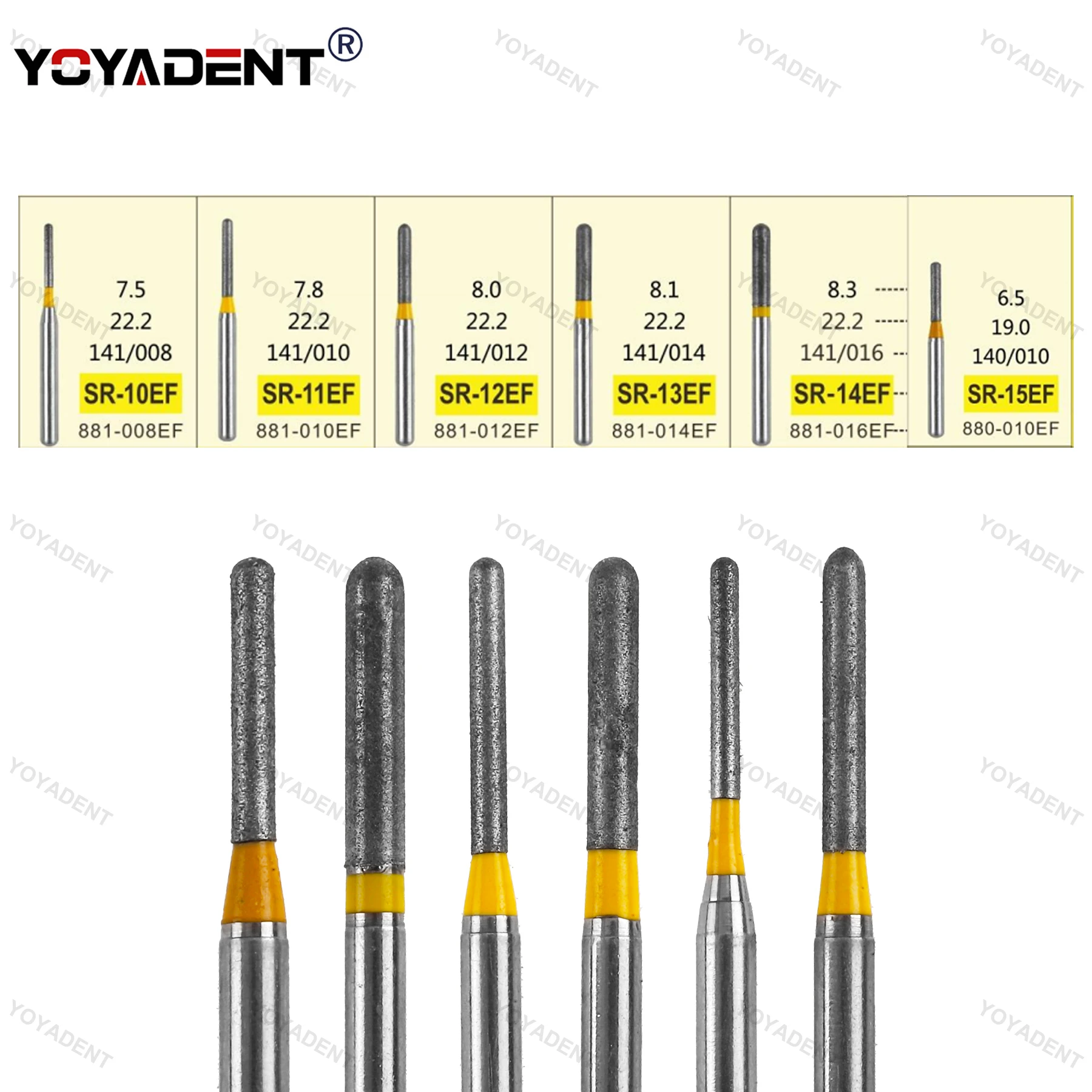 SR Type Diamond Burs Dental Burs Straight Round End Polishing Drills FG For High Speed Handpieces 1.6mm 10Pcs/Pack Dental Lab