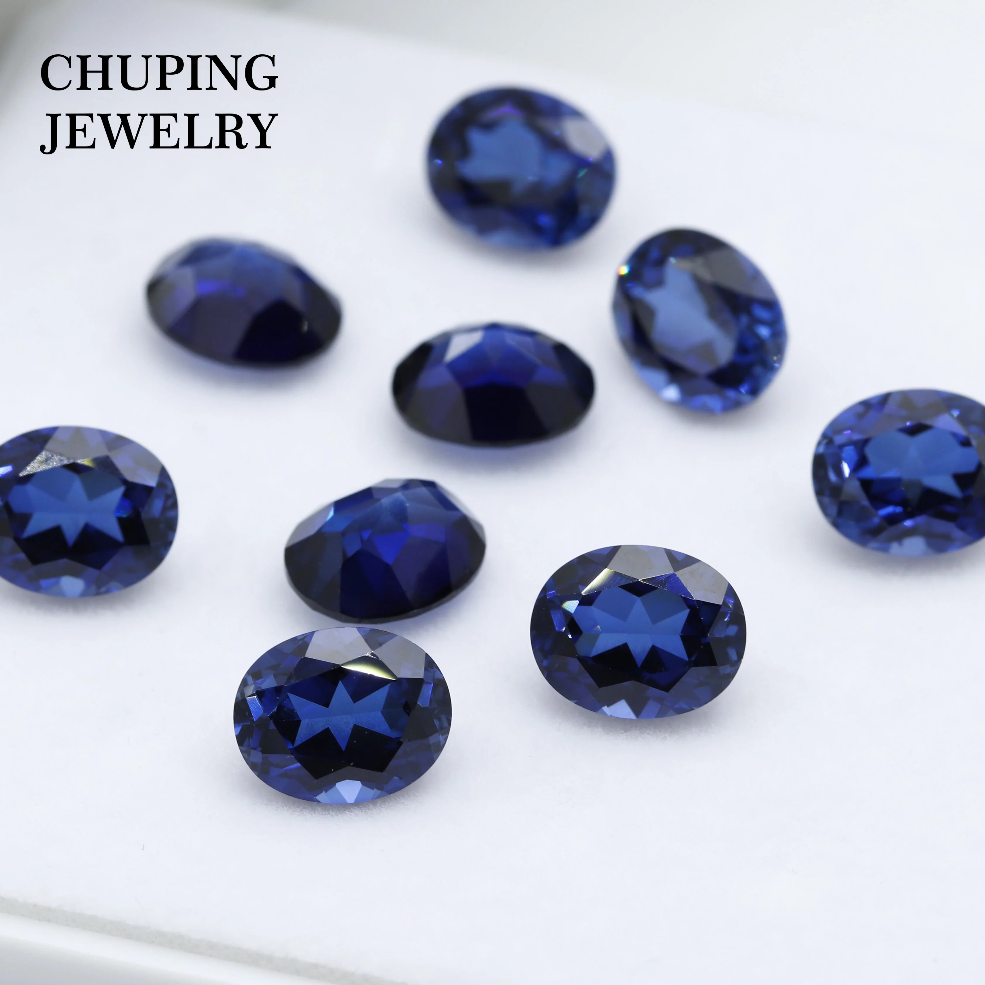 ChuPing Jewelry Forma ovale Fiamma fusa Blu reale per realizzare certificati AGL selezionabili Negozio sciolto Coltiva lo zaffiro