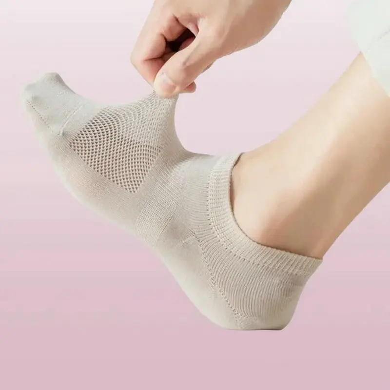 Chaussettes invisibles à taille courte pour hommes, maille respirante, bouche peu profonde, absorbant la transpiration, printemps, été, document solide, synchronisation de paires, 5/10