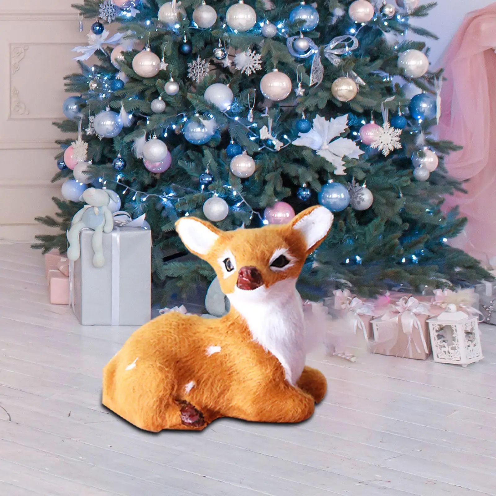 Christmas Reindeer Cute Tabletop Ornament Animal Decoration for Living Room Decoration and Interior House Decoration