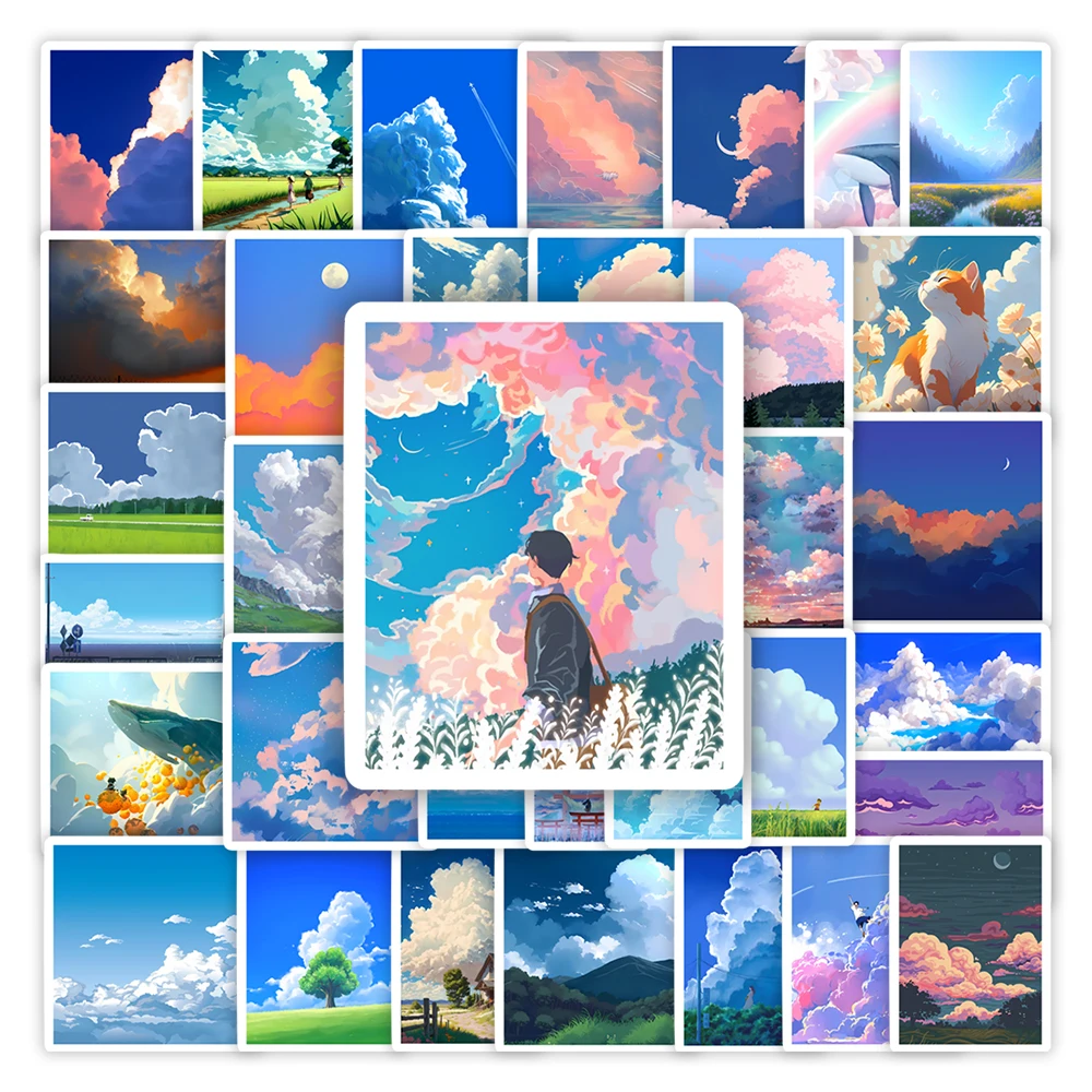 

Aesthetic Cloud Illustration Stickers Arts DIY Kids Toys Gift Waterproof Decal for Scrapbook Laptop Bottles Decorative